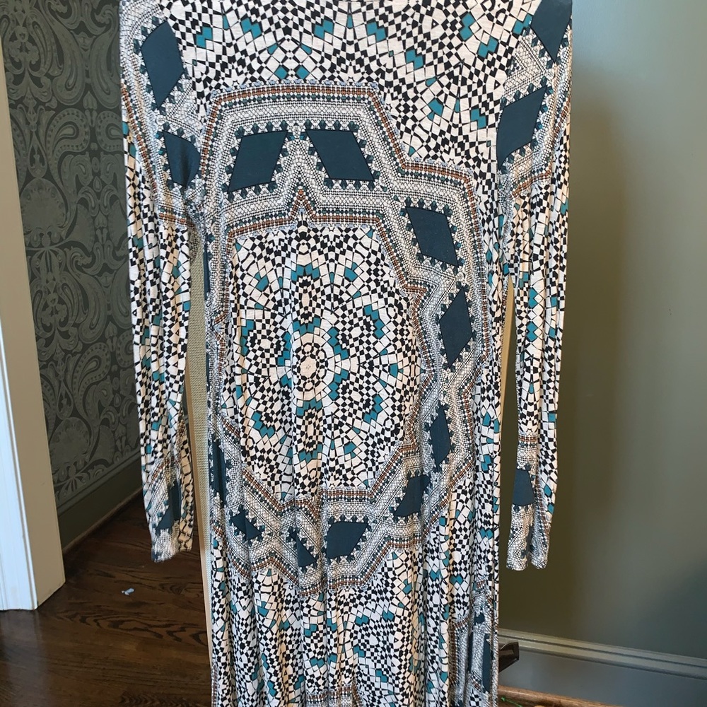 Maeve Asymmetrical Boho Turtleneck Swing Dress-XS